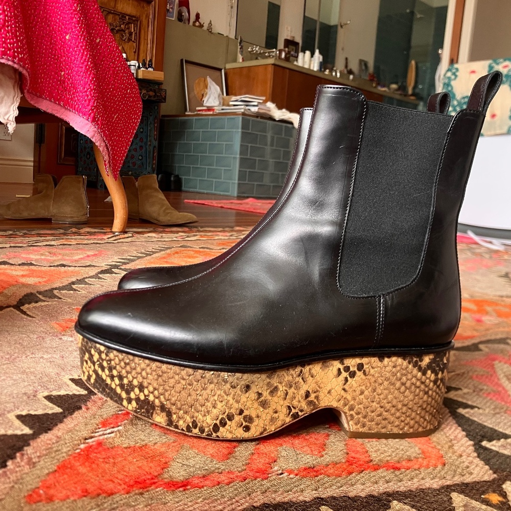 Dries Van Noten Python Platform Boots - image 1